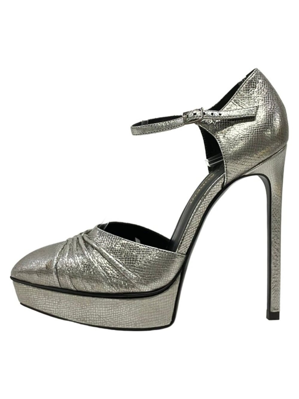 Saint Laurent Paris Pumps Silver Leather Heels